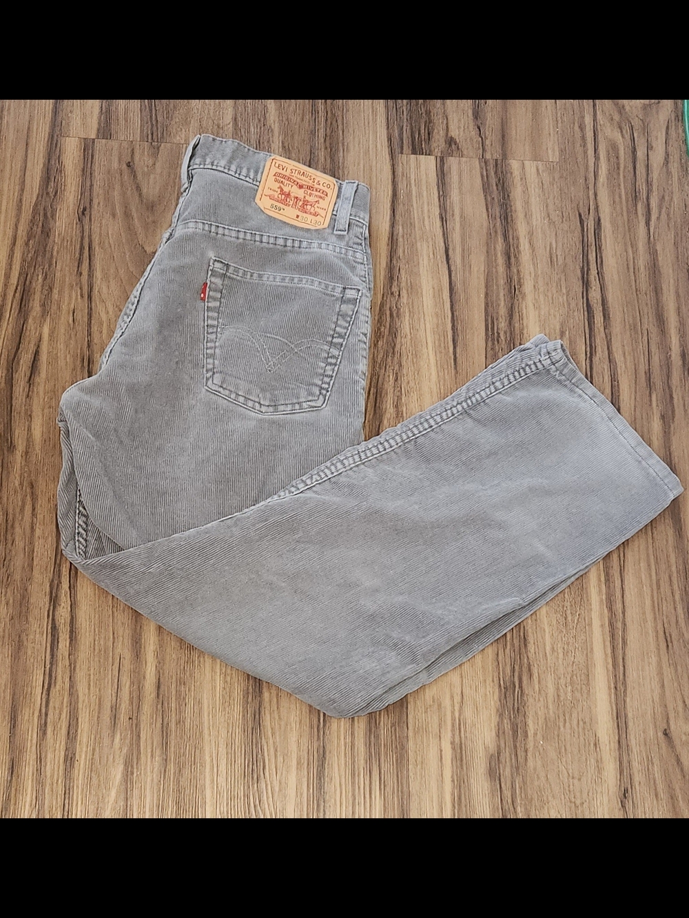 Levi's 559 Gray Corduroy Relaxed Straight Jeans W30 L30 Excellent Condition